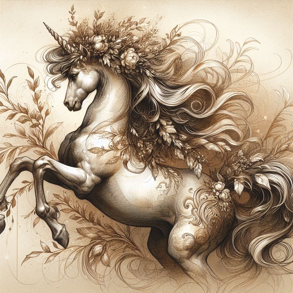 D3 Antique Gold Unicorn