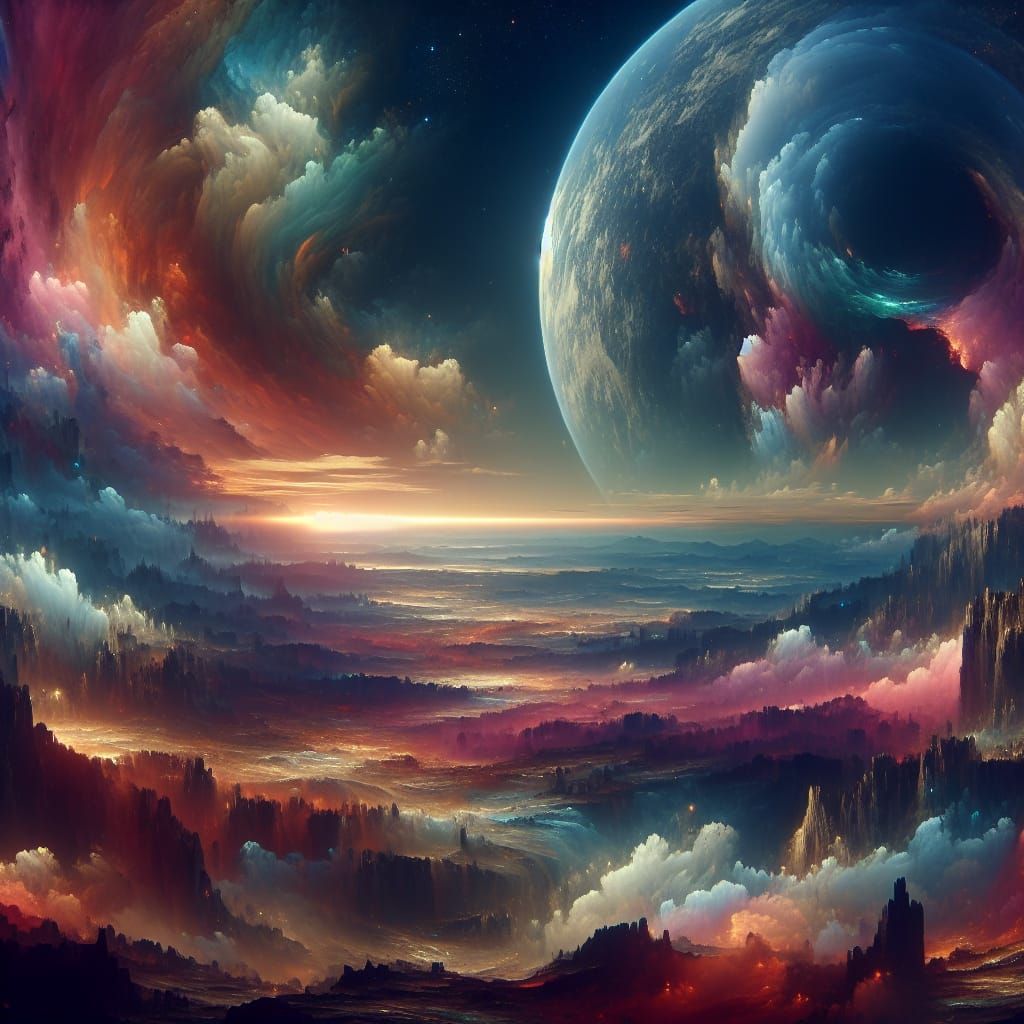 The Lost Planet detailed matte painting, deep color,