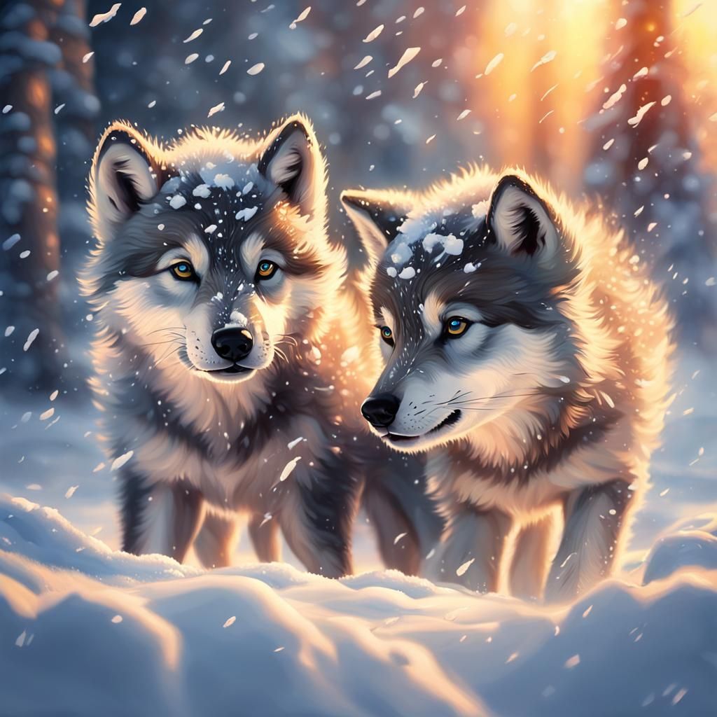 Adorable babies Wolf   by @Aleksandra