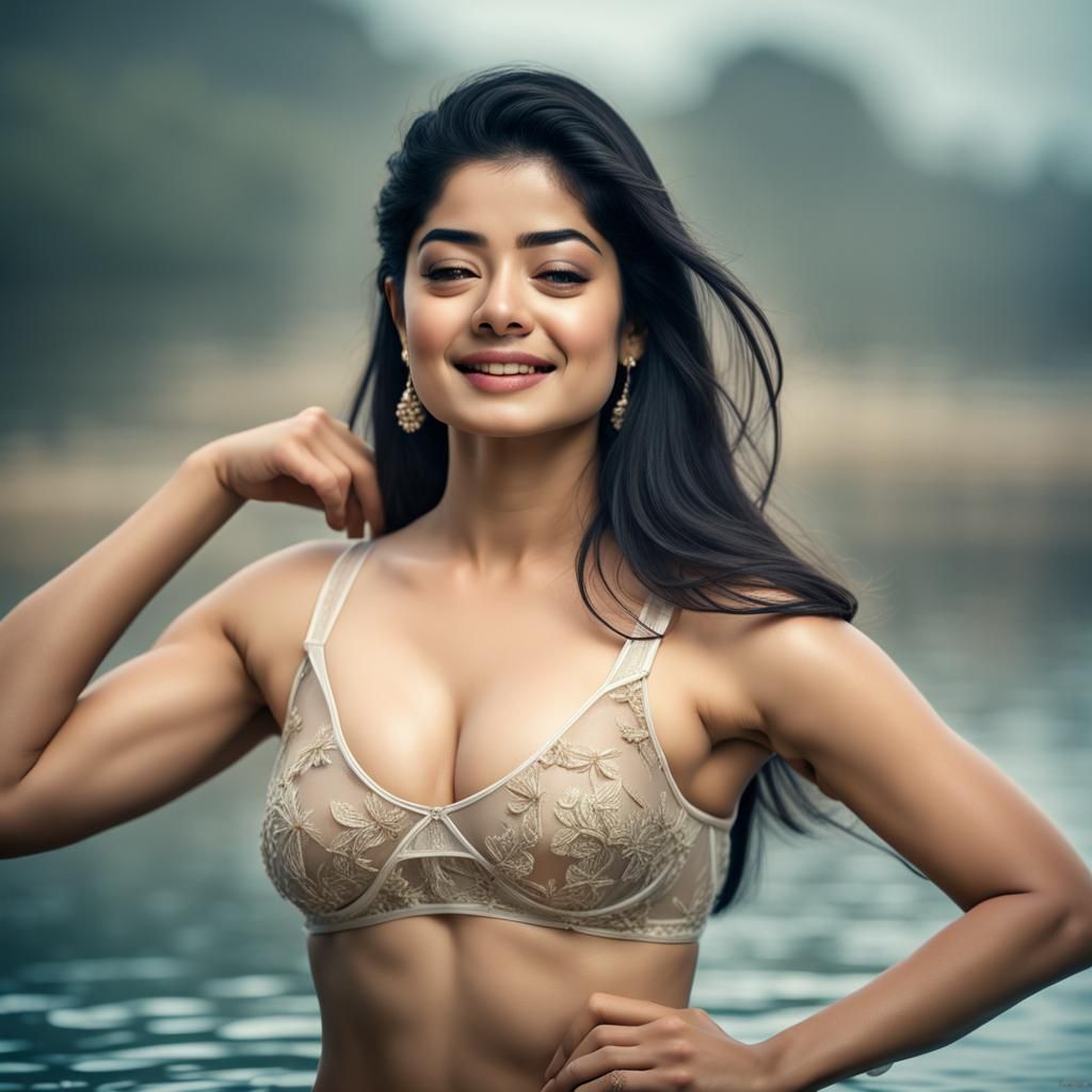 Open bikni Very Hot rashmika mandanna, face visible, body vi...
