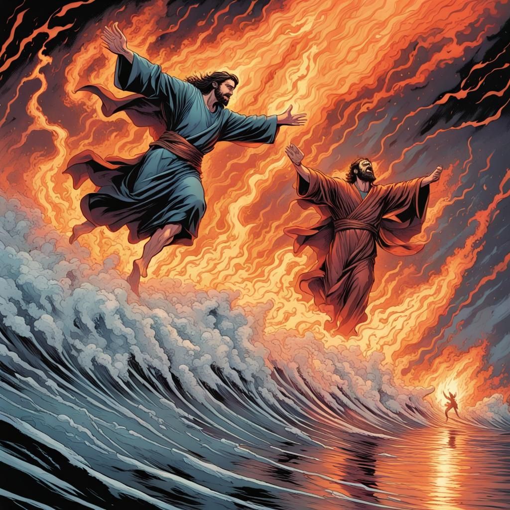 Jesus Throws Satan Into The Lake Of Fire