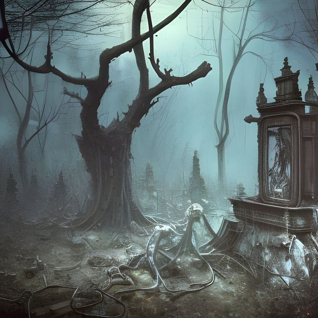 Cemetery The trees have eyes AI Generated Artwork