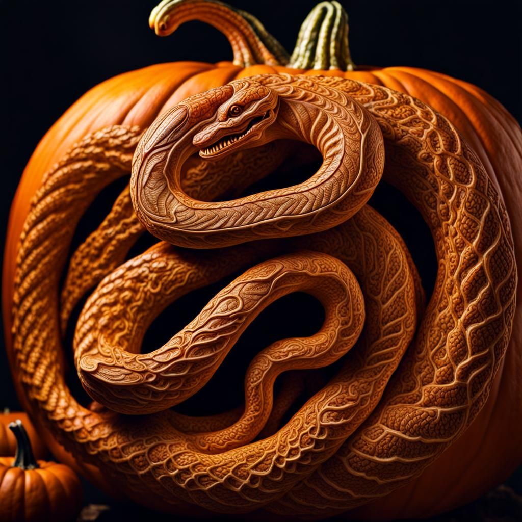 serpent carved pumpkin