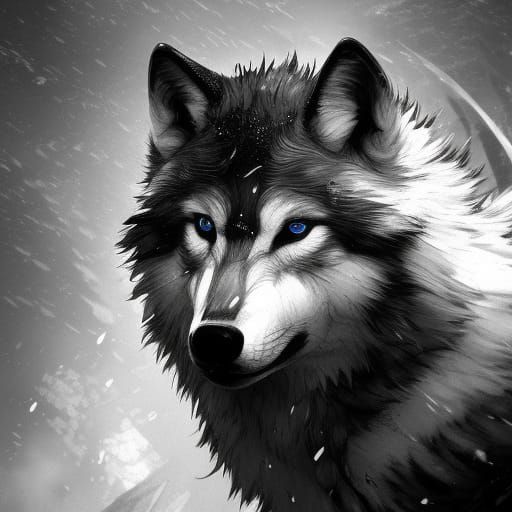 Wolf fluffy black and white 8k resolution concept art by Greg Rutkowski ...