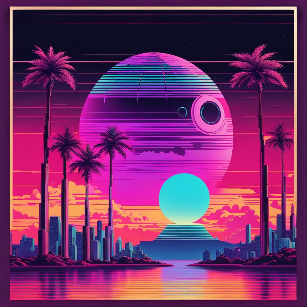 Vaporwave - Death Star 1999  by @SantaVader