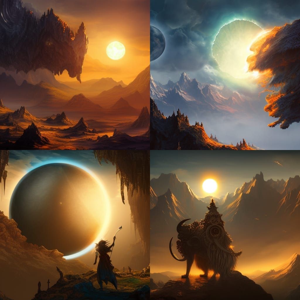 the sun and moon collide, detailed matte painting, deep color