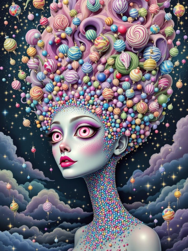 Vibrant Fragmented Surrealism: CANVAS DECOUPAGE, STRANGE MELANCHOLIC DREAMSCAPE, MIXED MEDIA. <lora:Ultra Nouveau:1.5>