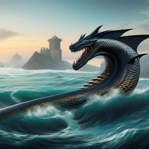 Mythical creature: sea serpent - AI Generated Artwork - NightCafe Creator