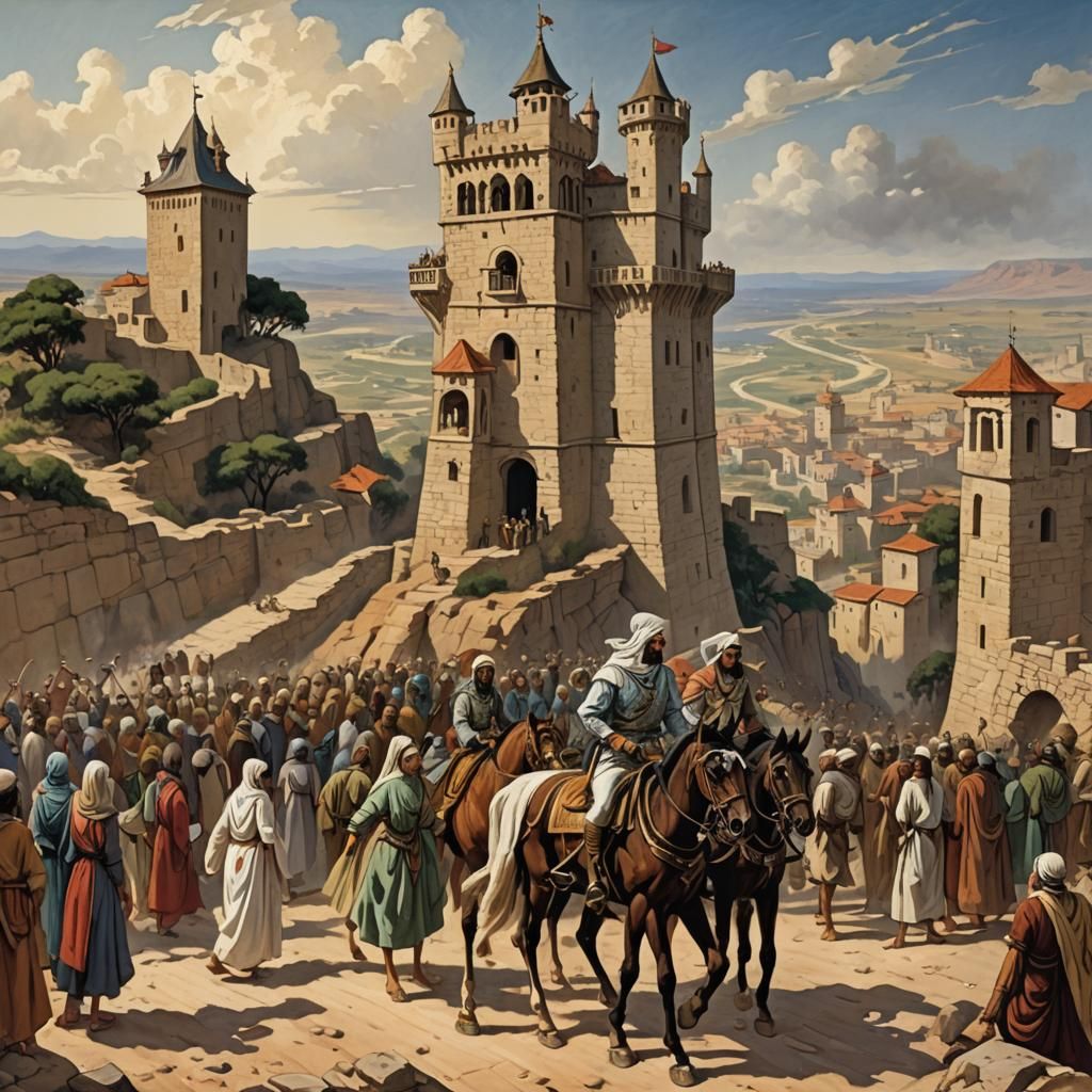 All along the watchtower
Princes kept the view
While all the...