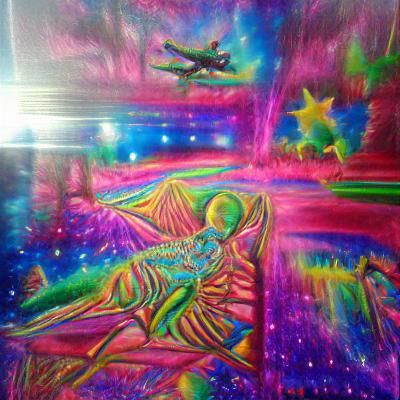 "Into the Astral plane" psychedelic colourful holographic