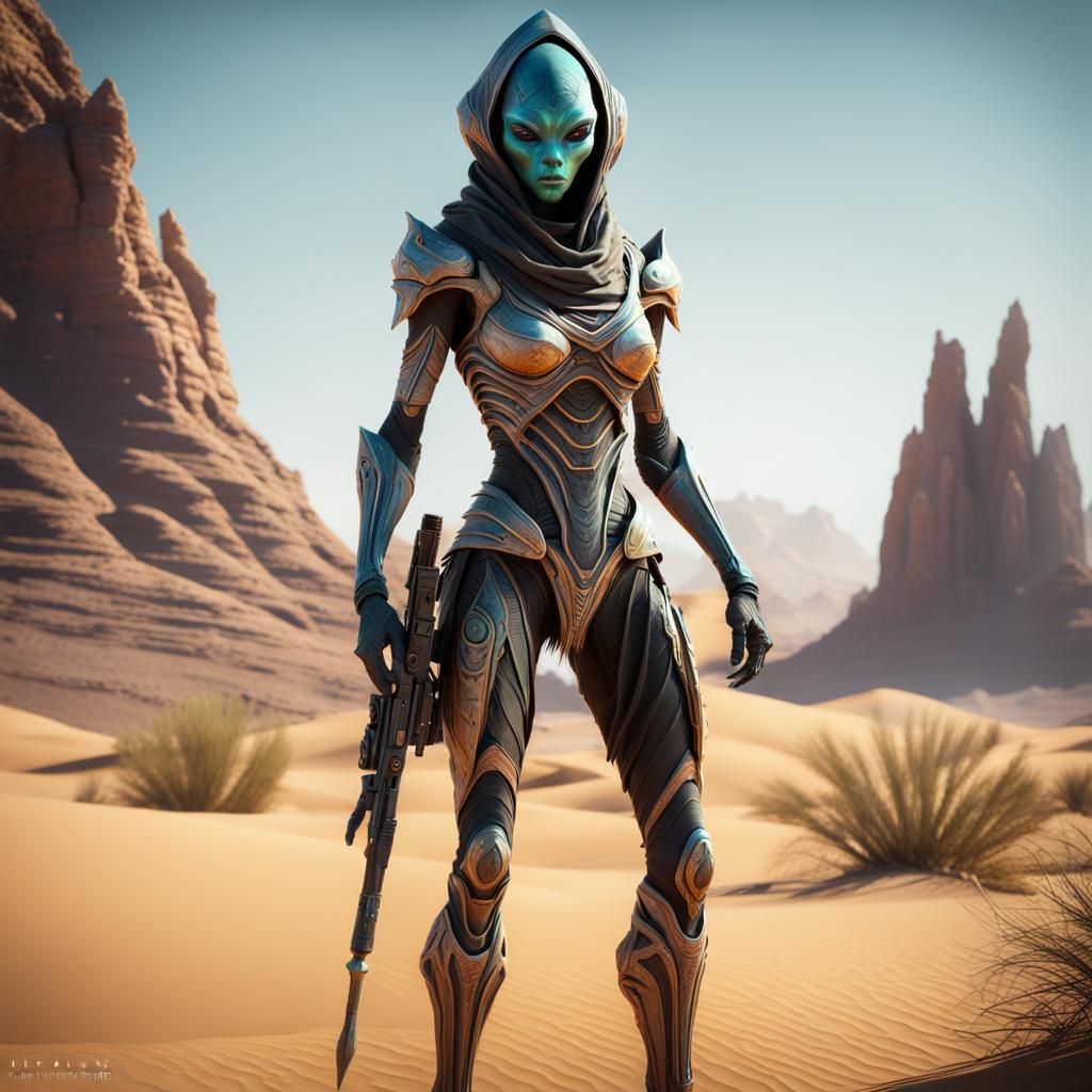 Alien female warrior  by @Saad S Khalis