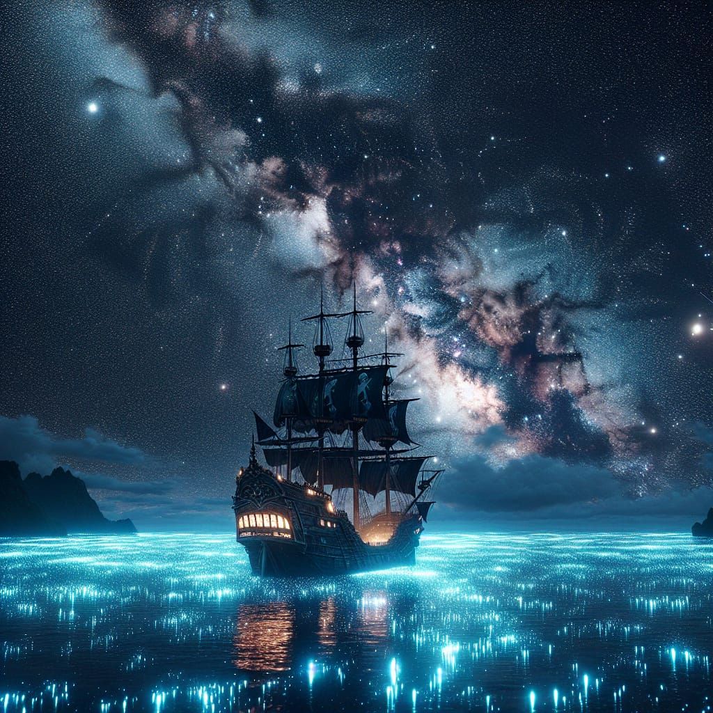 Lights in the sky and sea.  by @Mars