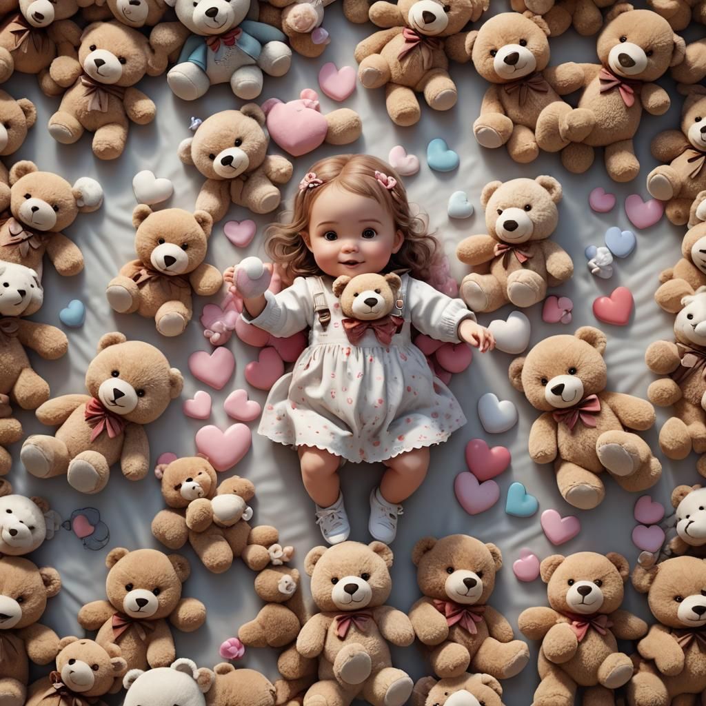 A Beautiful, Adorable, Happy, Baby Girl's, Playing With Cute...