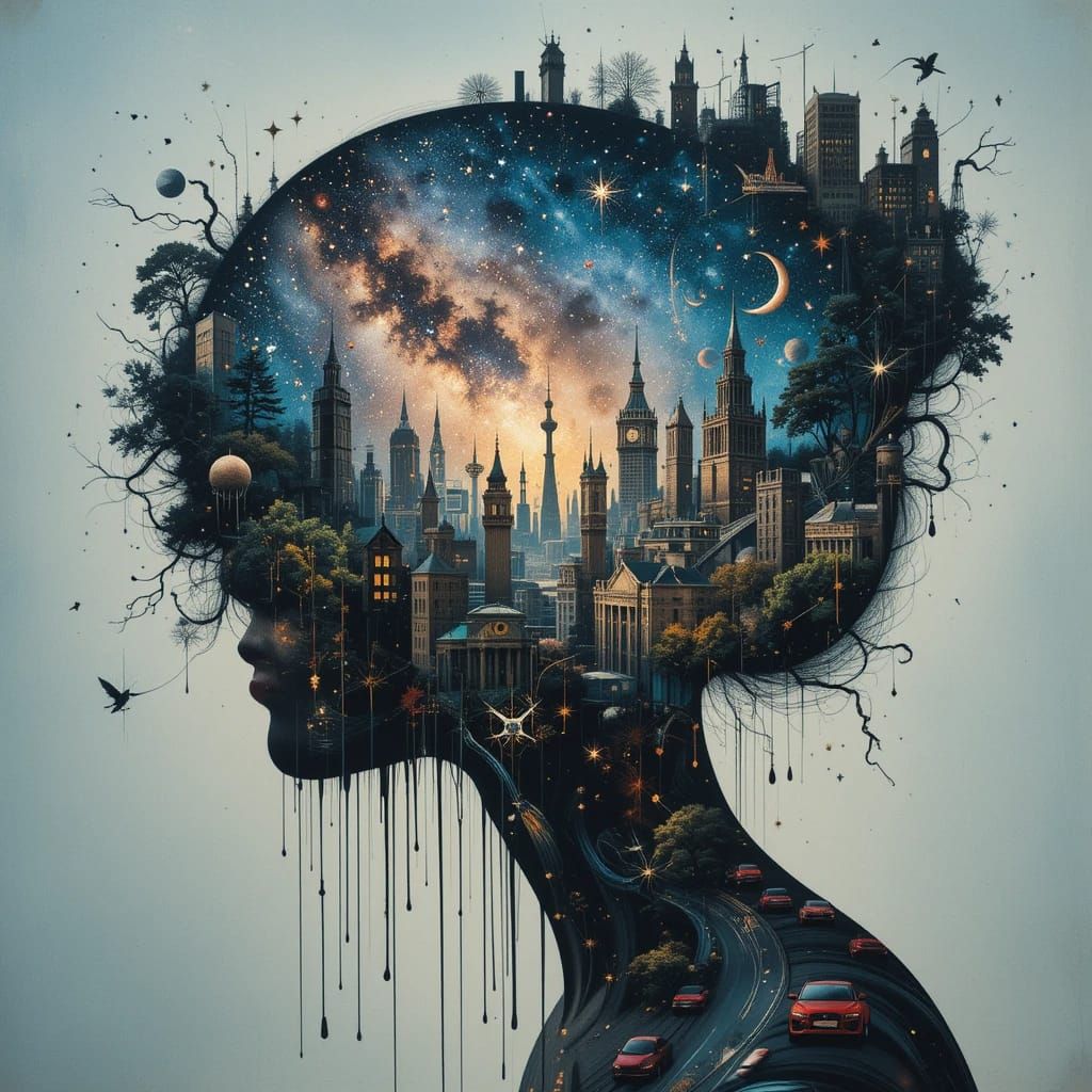 Double exposure portrait