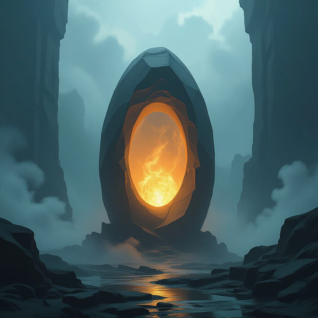 Rare Glowing Object in Ethereal Mist Digital Painting