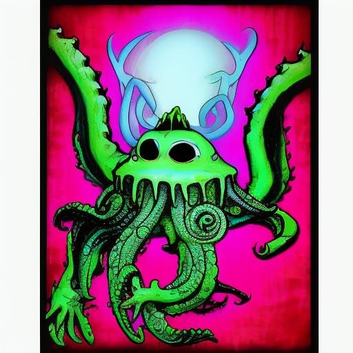 Cthulhu wondering Bible - AI Generated Artwork - NightCafe Creator