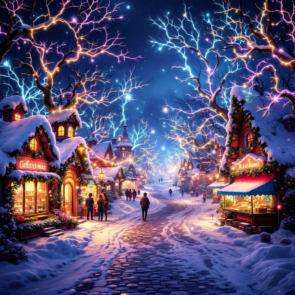 Christmas lights  detailed matte painting, deep color, fantastical, intricate detail, splash screen, complementary colors, fantasy concept a...