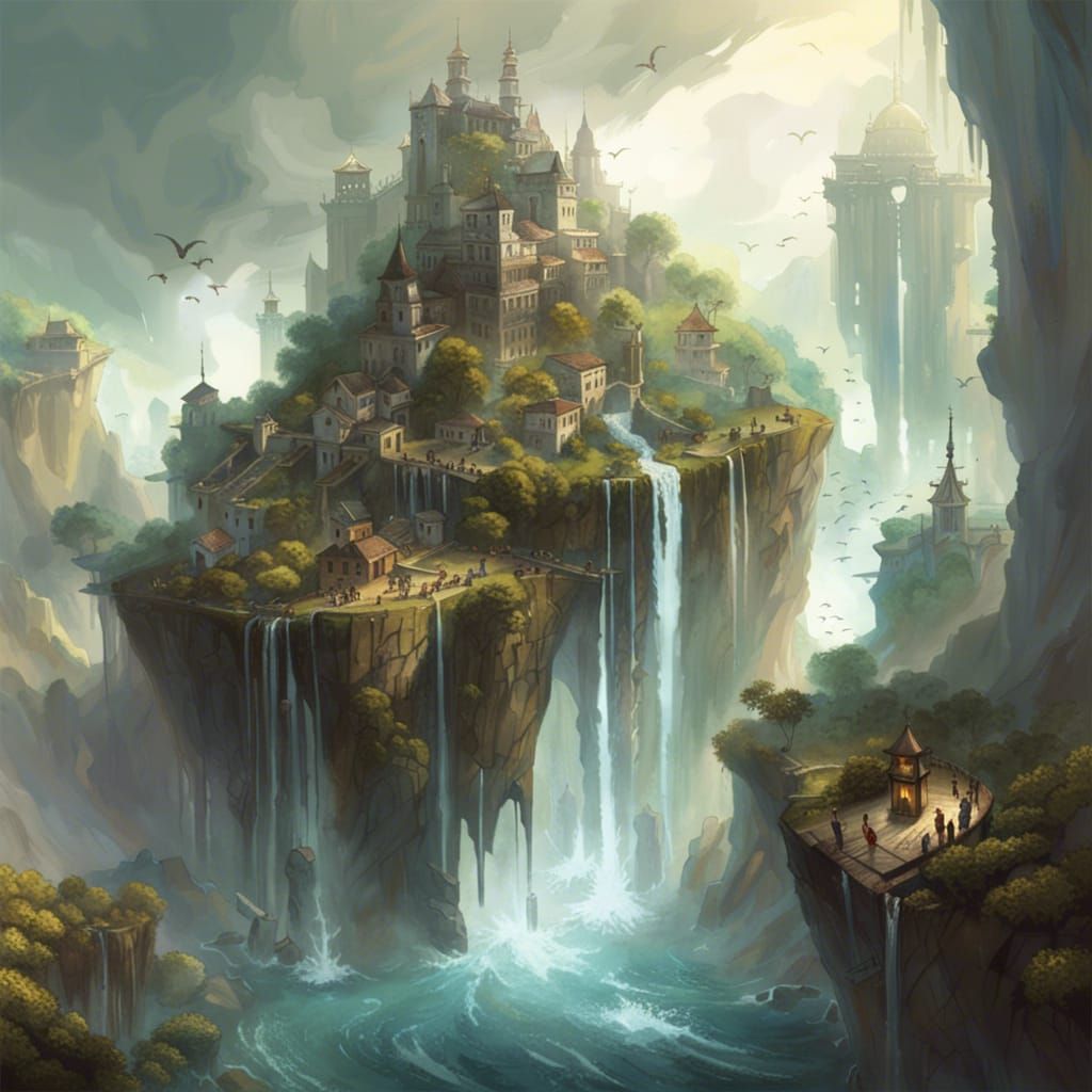 medieval city in Asia on a floating island - AI Generated Artwork ...