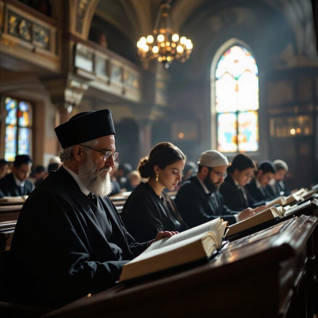 Distinguished Scholars Studying in Synagogue