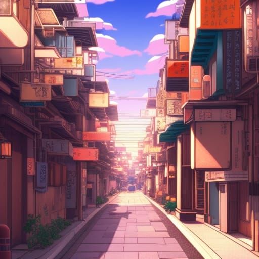 Liminal Street, Night, Anime Background Art, Scenery, Illustration,  Generative AI Stock Illustration | Adobe Stock