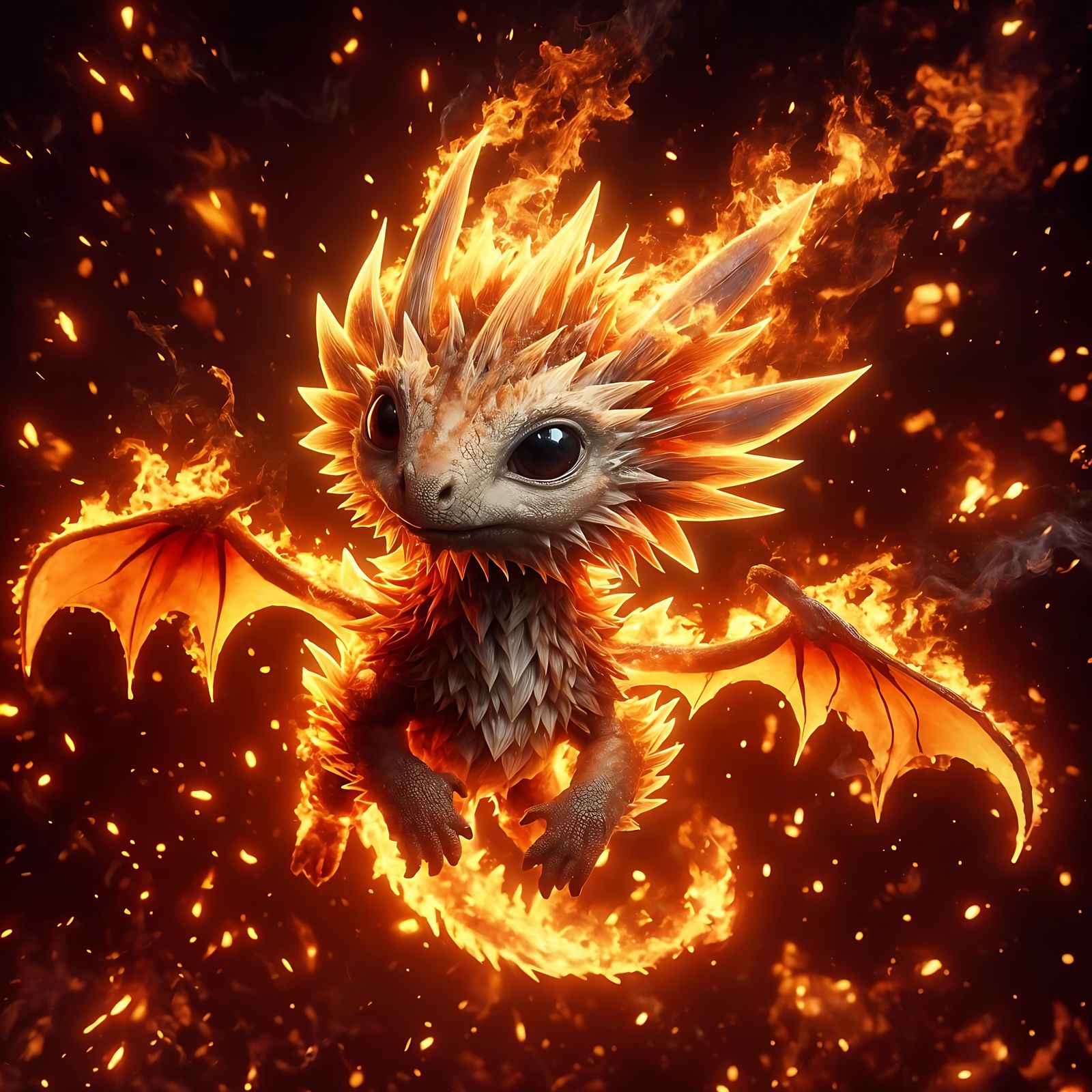 Flying Dragon made of Fire