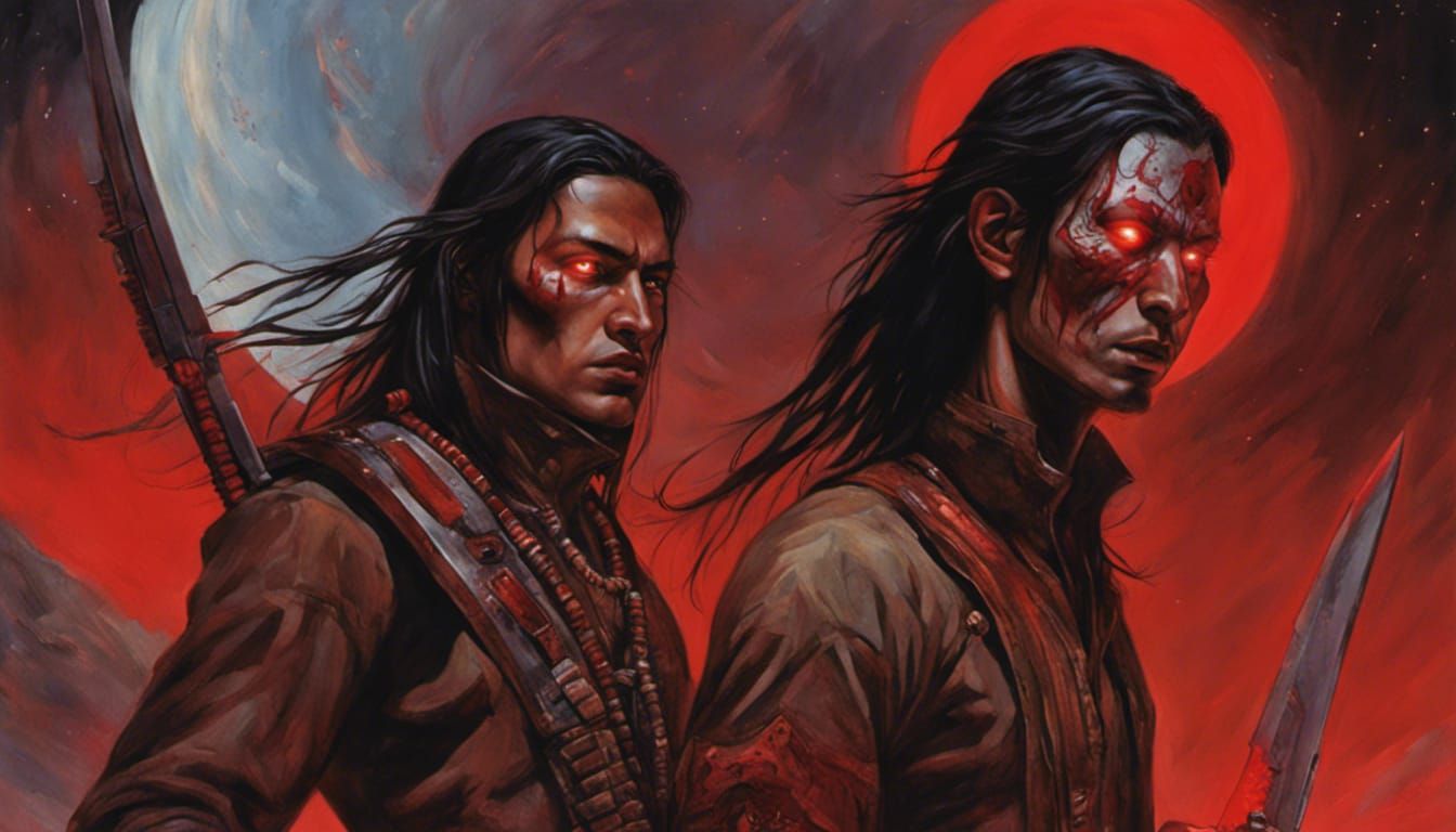 "25-year-old male Native American vampire with glowing blood...