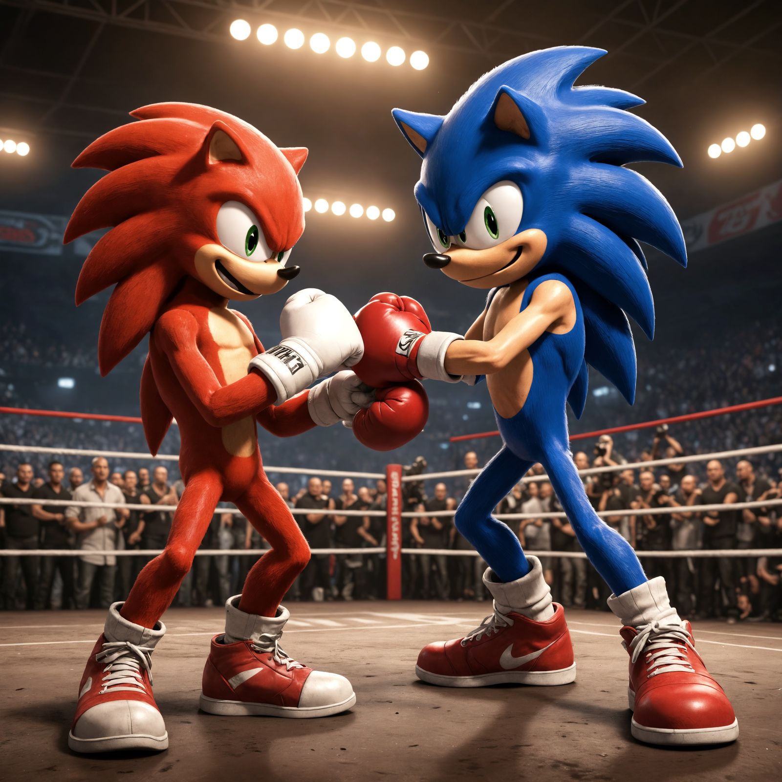 Sonic and Knuckles in a boxing match, in the Fast And Furious - AI ...