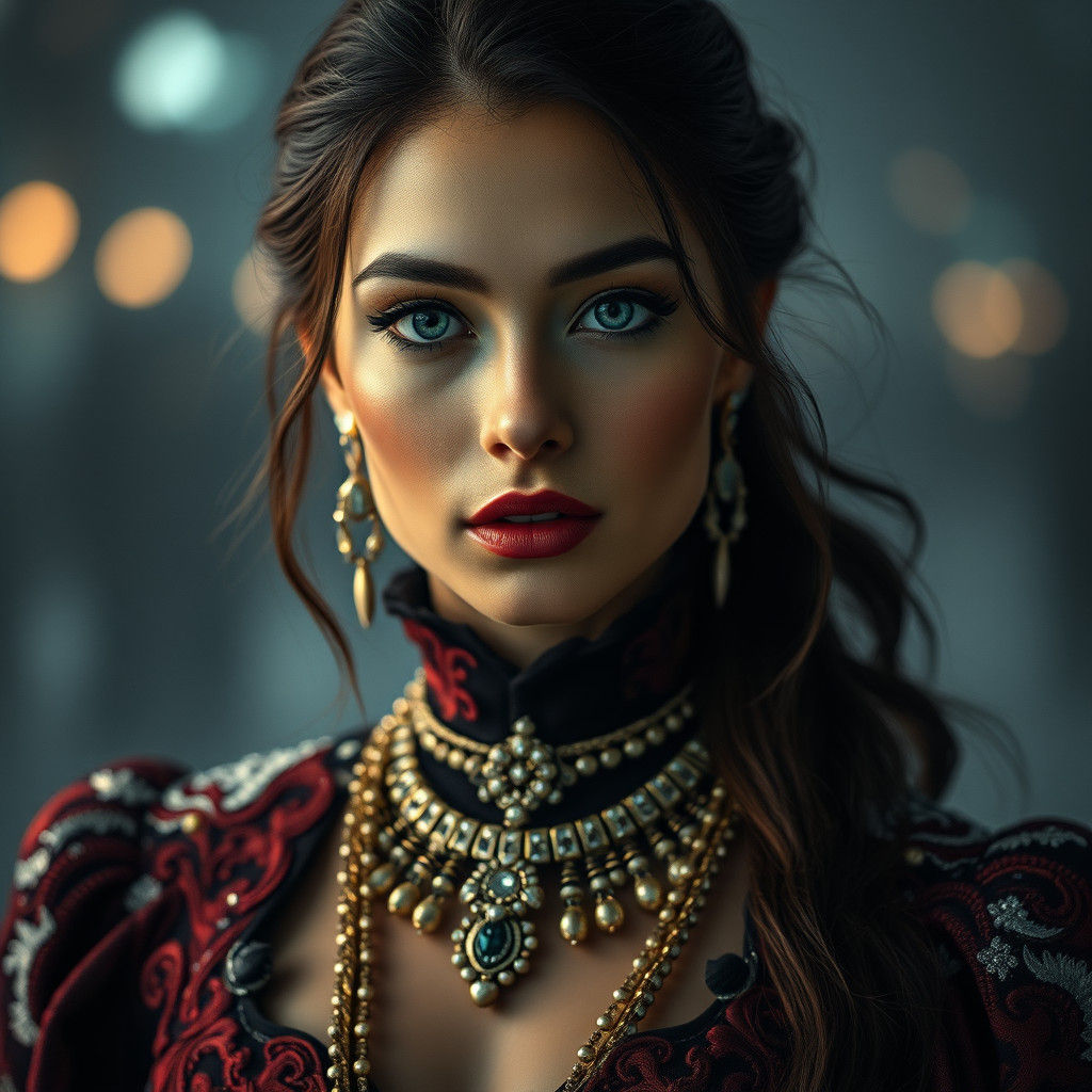 Elegant Woman Portrait in Futuristic Style