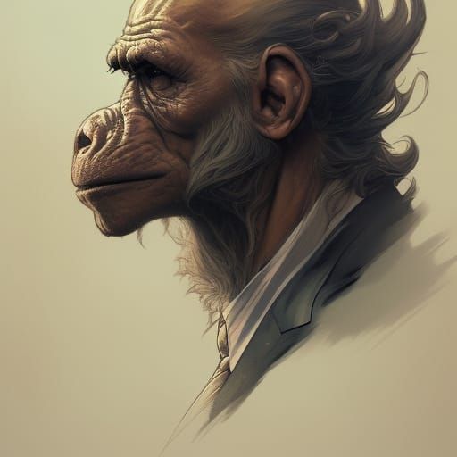 Ape in suit,surreal fantasy art