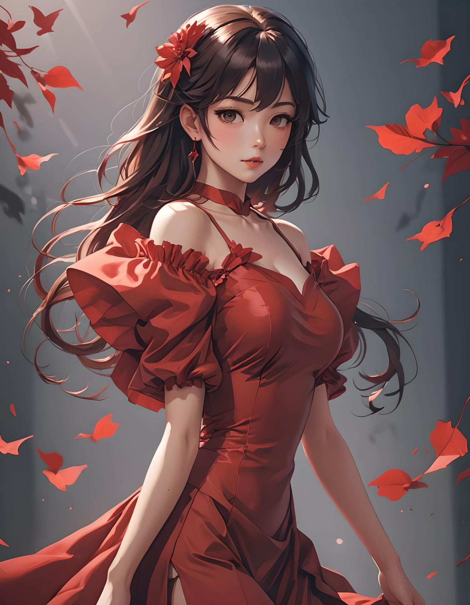 Tiny red dress Beauty woman