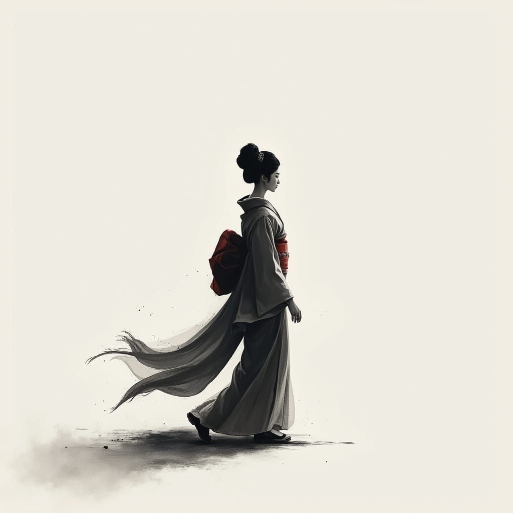 Geisha - single color pop sketch  by @Arisiin