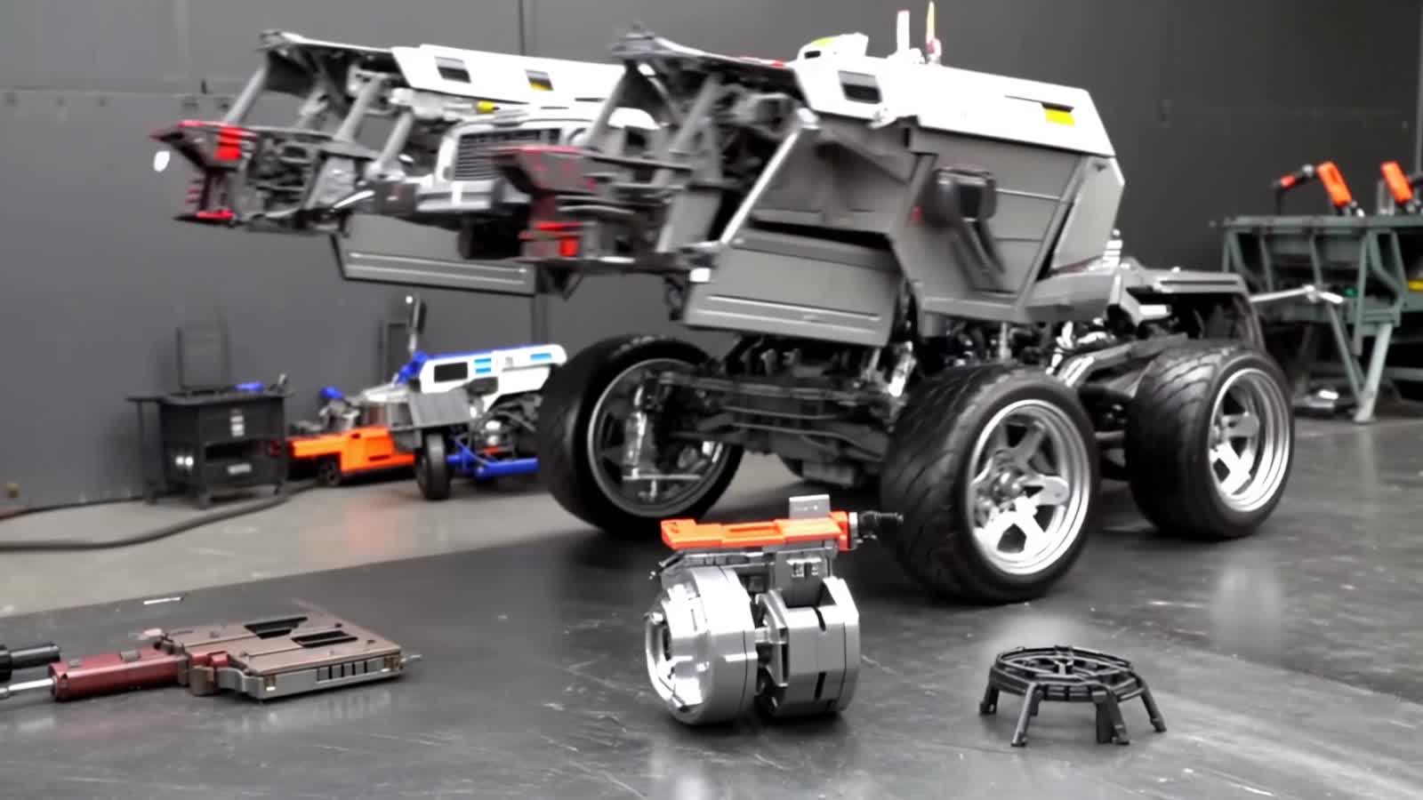 A transforming robot that transforms into a jeep