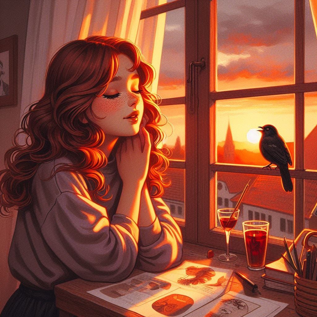 Blackbird singing at dawn 24