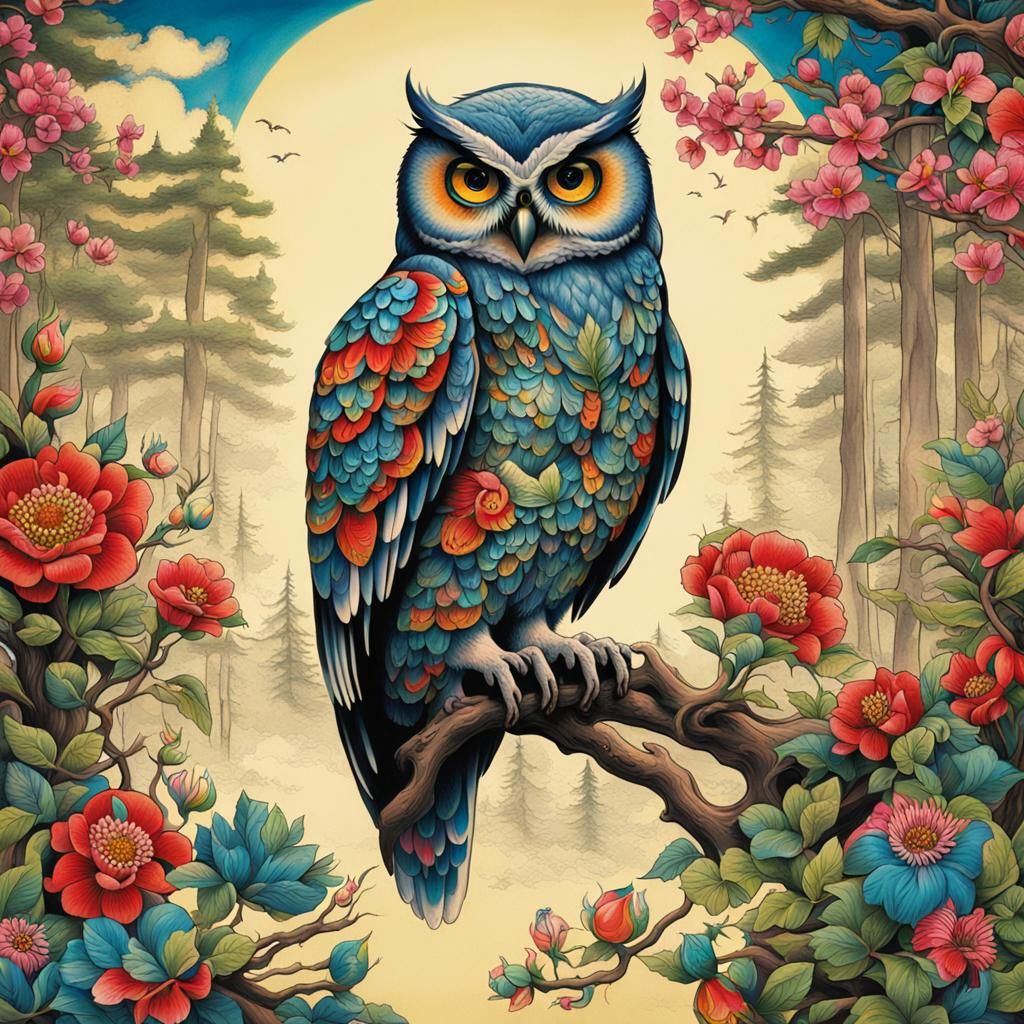 Combine tattoo elements with natural imagery like flowers, animals, and landscapes. A vibrant "Tattooed ...  by @Exo1124