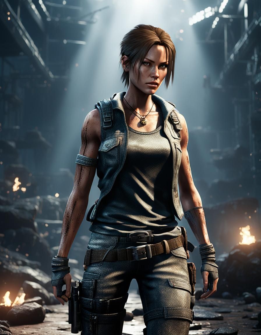 Lara Croft wearing grunge style outfits :: volumetric lighti...