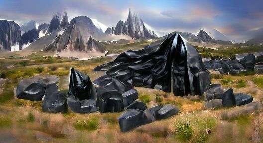 Fantasy Landscape Giant Obsidian Monolith