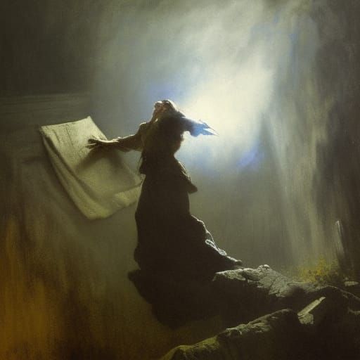 A white specter coming out of a Haunted house ;

triadic col...