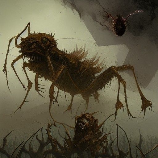 "Demonic monster" attacking "Locust hive"