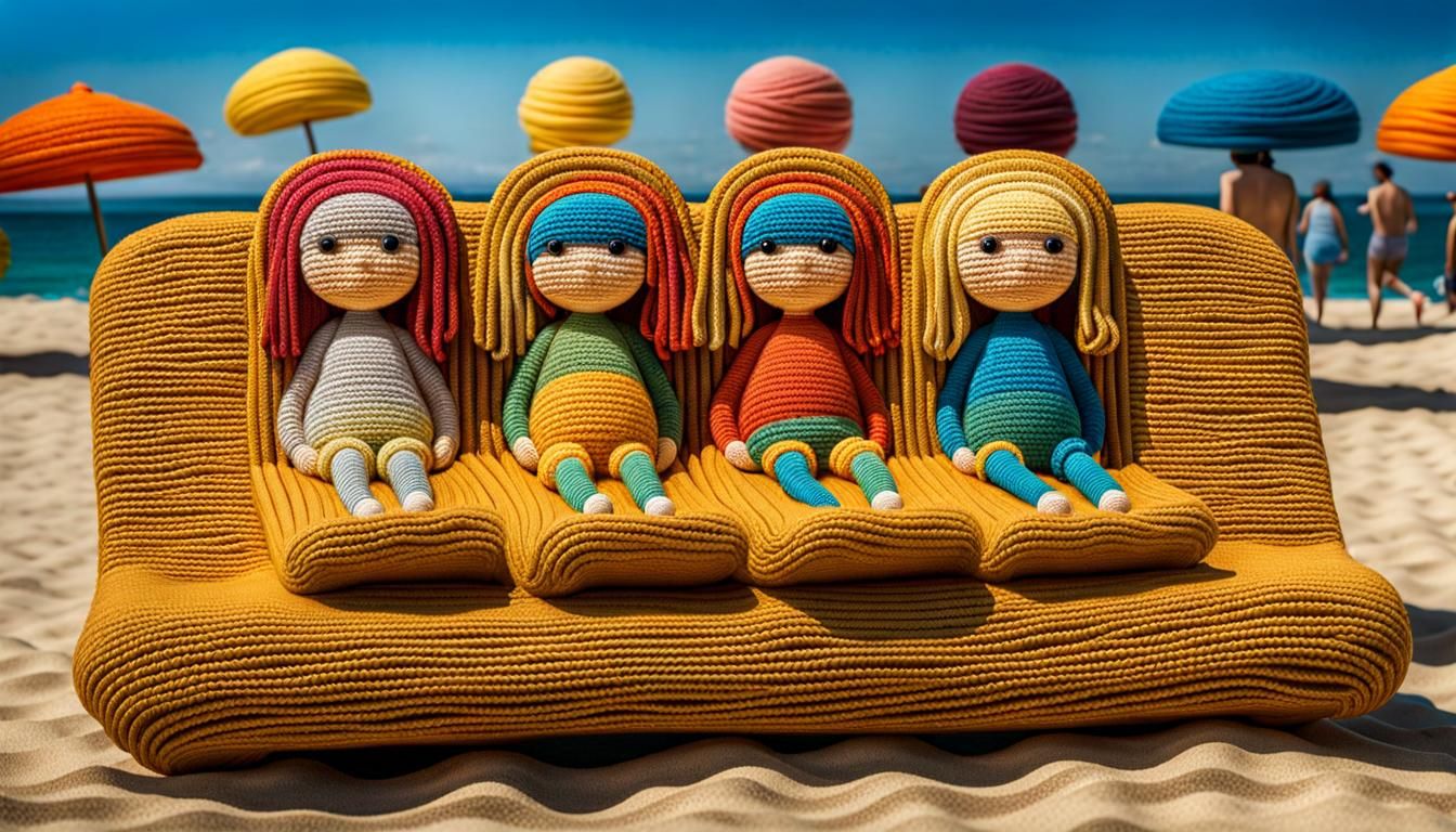 crochet people on sun loungers  by @Gigi_UK