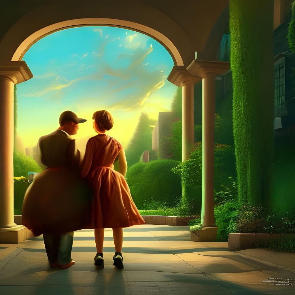 Hyperdetailed Dystopian Embrace in Shadow Depth