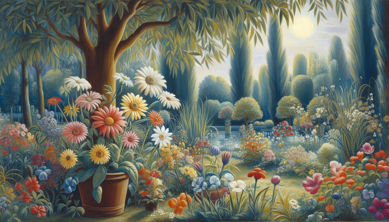 Toffoli and Rousseau, Flowers in a garden 3