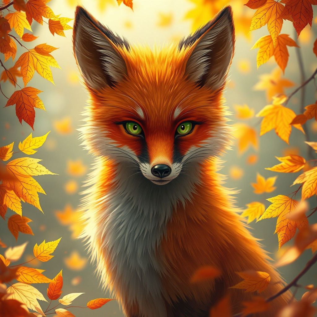 Autumn leaf fox