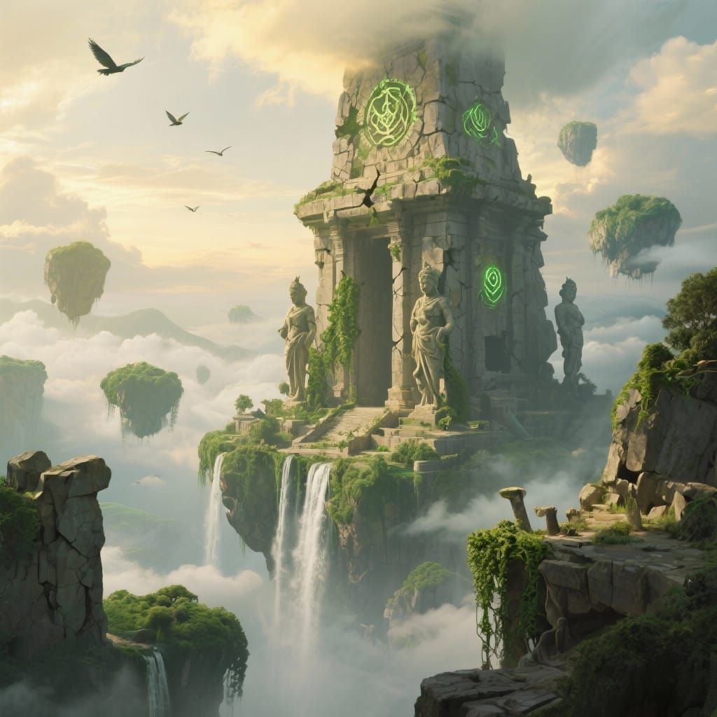  Massive floating temple in the clouds