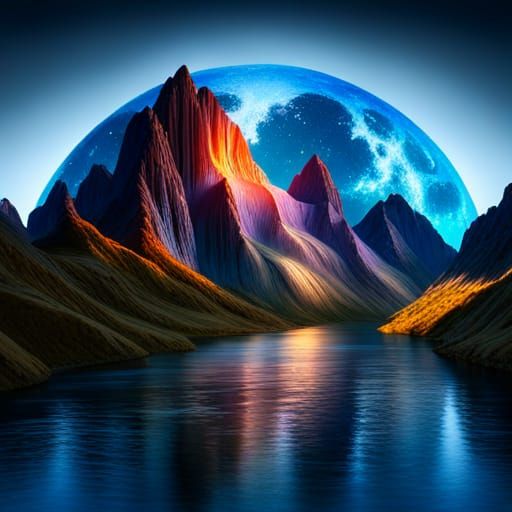 Mountains and moon