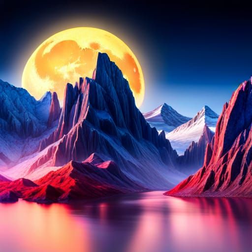 Mountains and moon