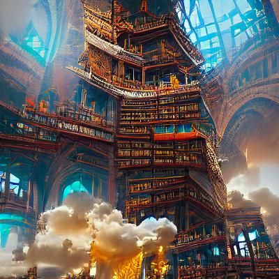 Magnificent library towering, grand, awe inspiring,books
