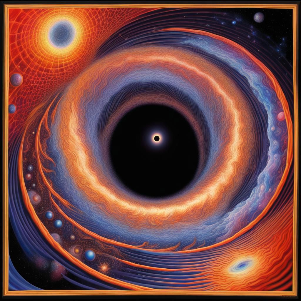 Psychedelic Art, Galaxies rotating around a supermassive bla...