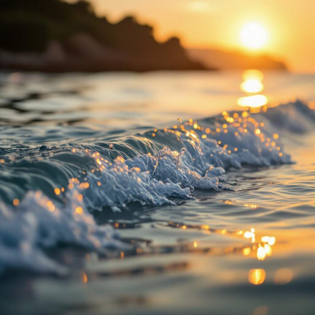 Serene Sea Landscape in Golden Light
