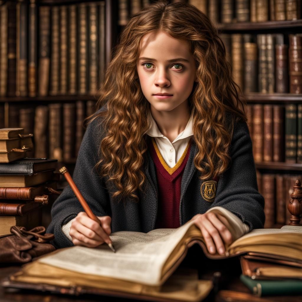 Hermione Granger, intricate details, beautifully shot, a masterpiece ...