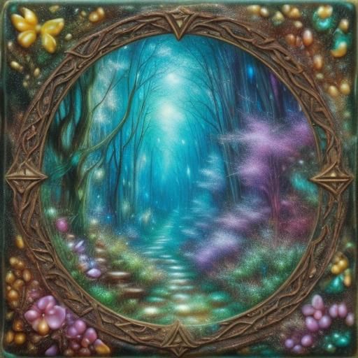 Whimsical Valley, FAIRY SANCTUARY, SPARKLING, (Wet-on-Wet, encaustic:1.9), Psychedelic, Kazuya Akimoto, Anne Stokes, <lora:Pschedelic:0.2> <...